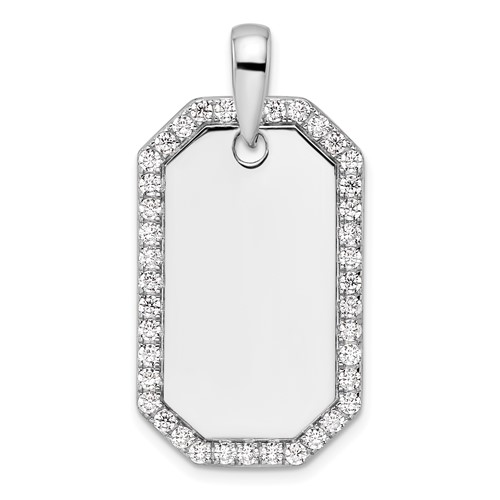 True Origin 14K White Gold Men's 1 Carat Lab Grown Diamond VS+ F+ Complete Dog Tag Pendant