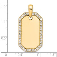 True Origin 14K Yellow Gold Men's 1 Carat Lab Grown Diamond VS+ F+ Complete Dog Tag Pendant view 4