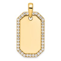 True Origin 14K Yellow Gold Men's 1 Carat Lab Grown Diamond VS+ F+ Complete Dog Tag Pendant view 1