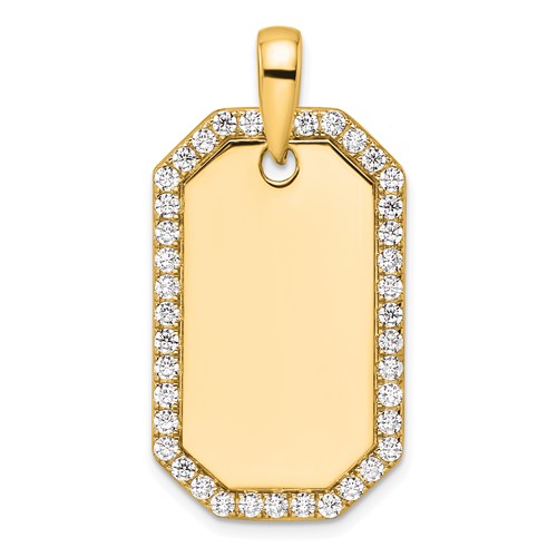 True Origin 14K Yellow Gold Men's 1 Carat Lab Grown Diamond VS+ F+ Complete Dog Tag Pendant
