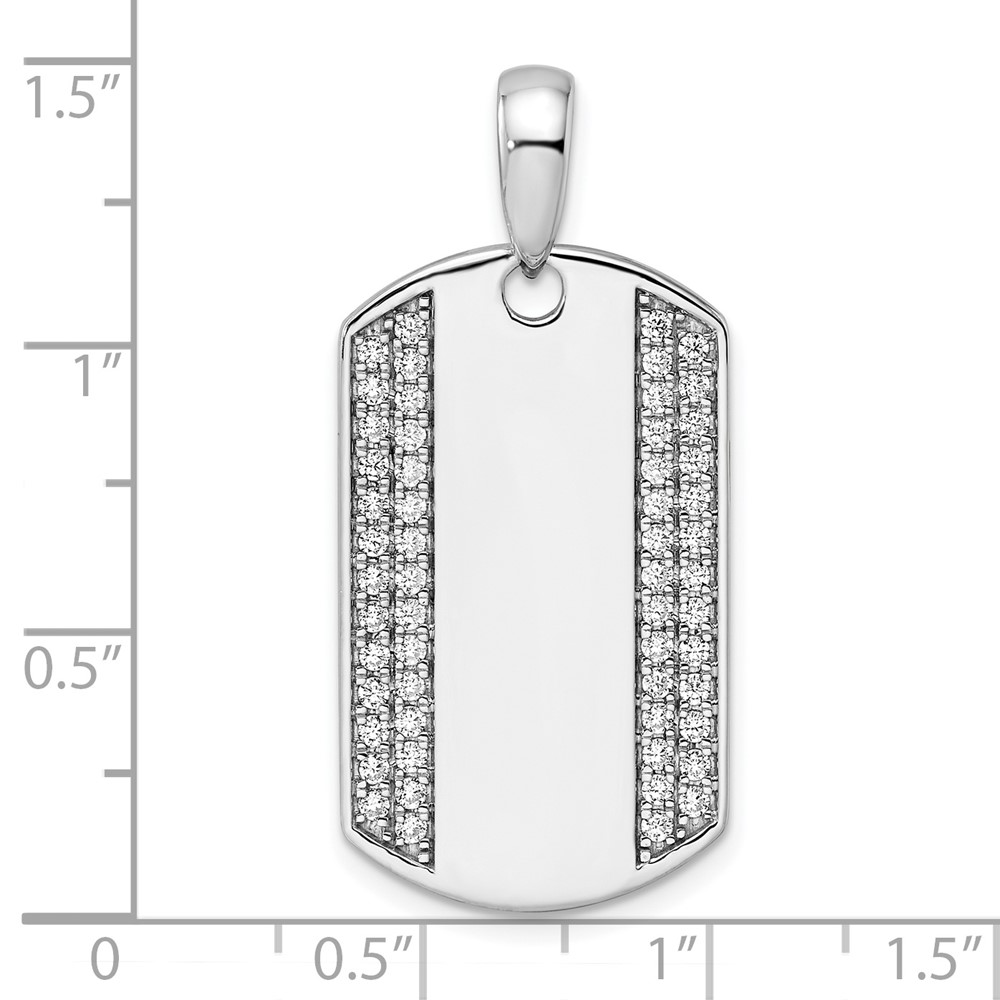 True Origin 14K White Gold Men's 3/4 carat Lab Grown Diamond VS  D E F Dog Tag Pendant (PM9369-075-WLD)