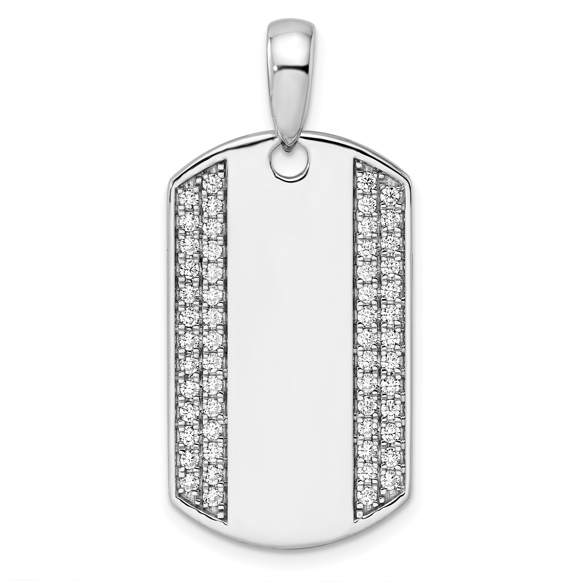 True Origin 14K White Gold Men's 3/4 carat Lab Grown Diamond VS  D E F Dog Tag Pendant (PM9369-075-WLD)