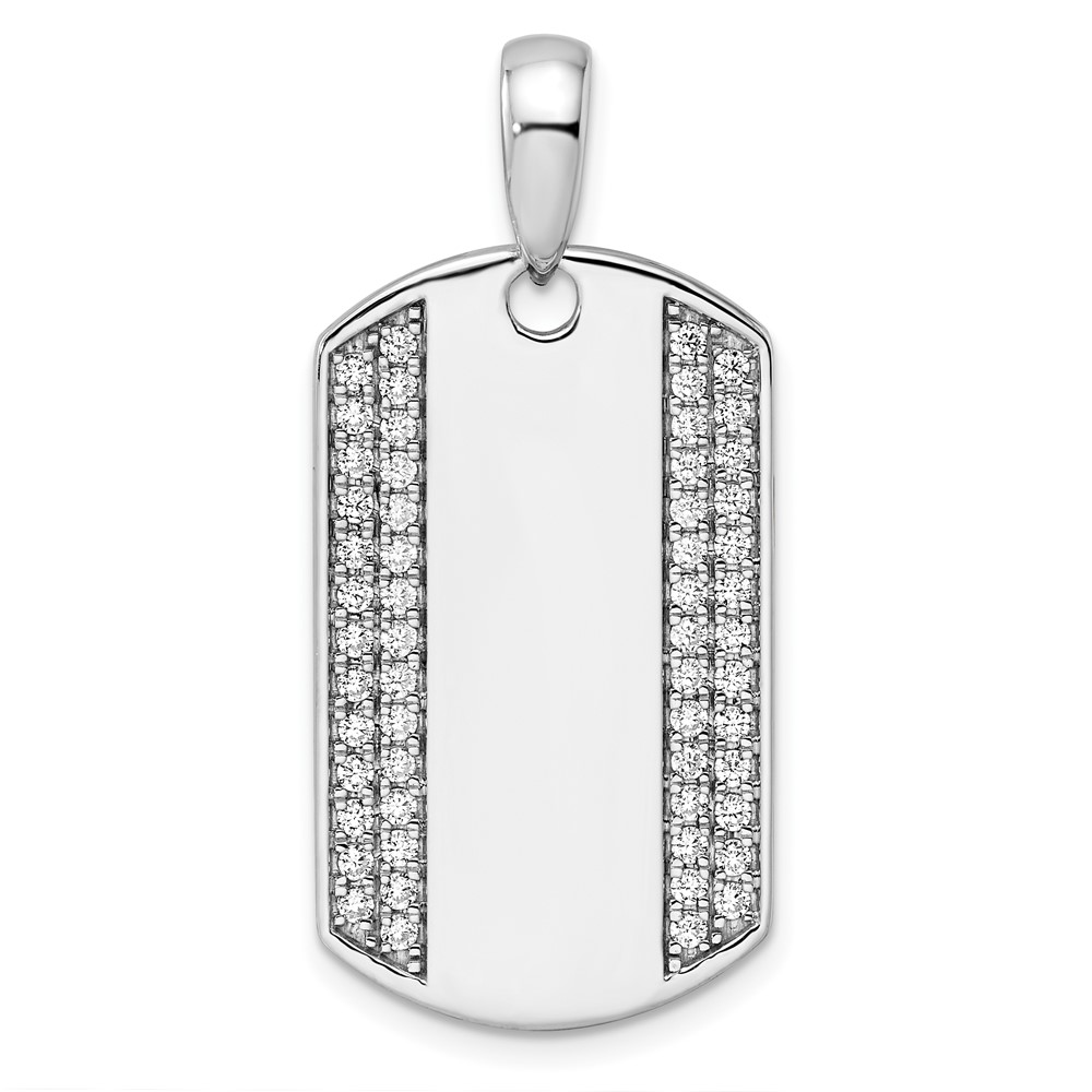 True Origin 14K White Gold Men's 3/4 carat Lab Grown Diamond VS  D E F Dog Tag Pendant (PM9369-075-WLD)