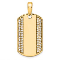 True Origin 14K Yellow Gold Men's 0.75 Carat Lab Grown Diamond VS+ F+ Complete Dog Tag Pendant view 1