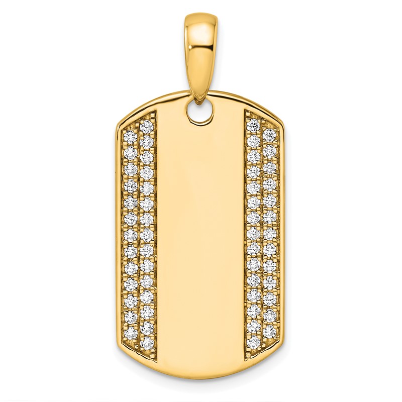 True Origin 14K Men's 3/4 carat Lab Grown Diamond VS  D E F Dog Tag Pendant