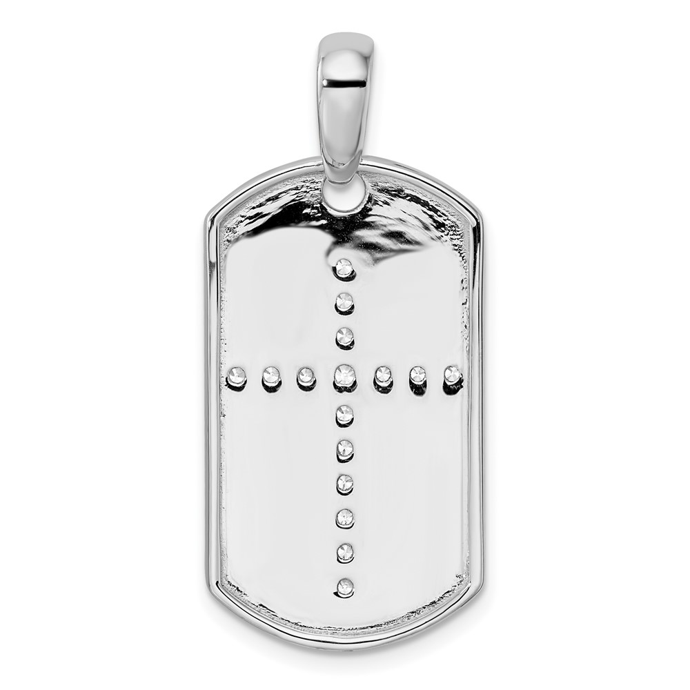 True Origin 14K White Gold Men's 1/2 carat Lab Grown Diamond VS  D E F Cross Dog Tag Pendant (PM9370-050-WLD)