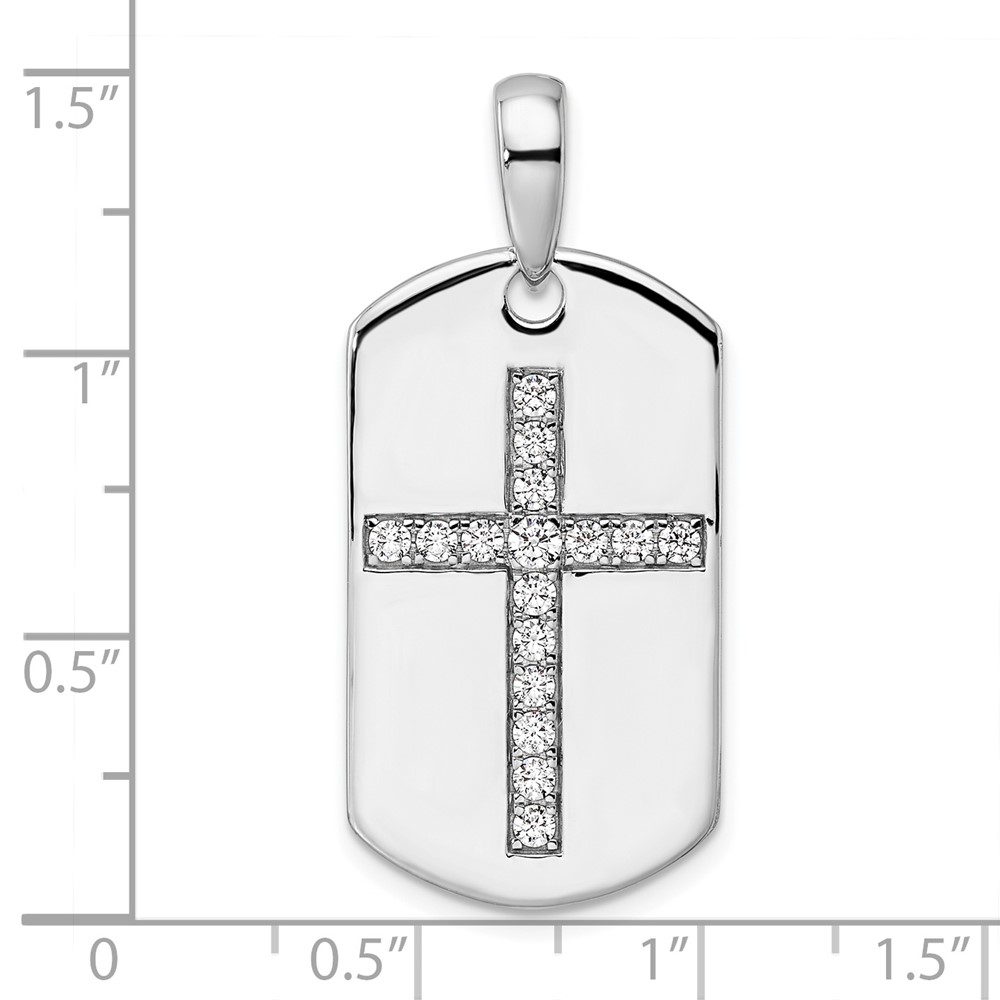 True Origin 14K White Gold Men's 1/2 carat Lab Grown Diamond VS  D E F Cross Dog Tag Pendant (PM9370-050-WLD)