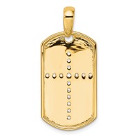 True Origin 14K Yellow Gold Men's 0.50 Carat Lab Grown Diamond VS+ F+ Complete Cross Dog Tag Pendant view 3