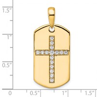 True Origin 14K Yellow Gold Men's 0.50 Carat Lab Grown Diamond VS+ F+ Complete Cross Dog Tag Pendant view 4