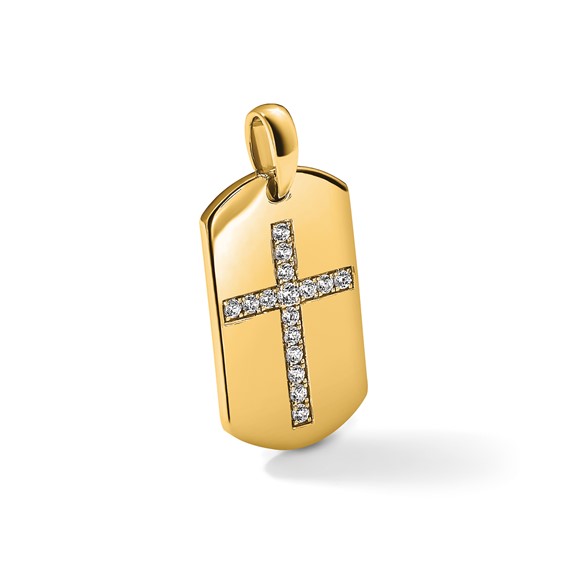 True Origin Lab Grown Diamond Men's Cross Dog Tag Pendants