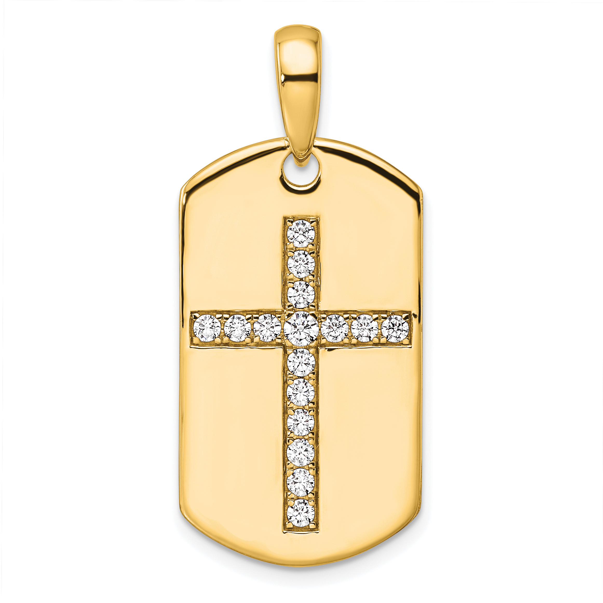 True Origin 14K Men's 1/2 carat Lab Grown Diamond VS  D E F Cross Dog Tag Pendant (PM9370-050-YLD)