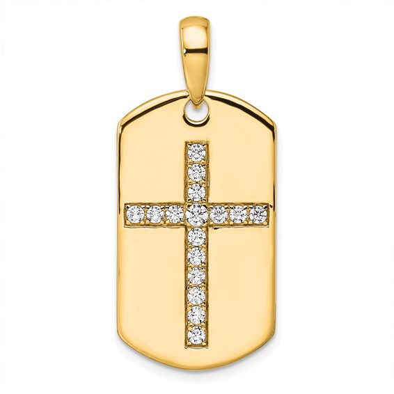 True Origin Lab Grown Diamond Men's Cross Dog Tag Pendants