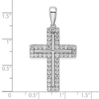 True Origin 14K White Gold 1 Carat Lab Grown Diamond VS+ F+ Complete Cross Pendant view 4