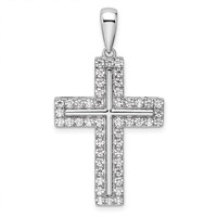 True Origin 14K White Gold 1 Carat Lab Grown Diamond VS+ F+ Complete Cross Pendant view 1