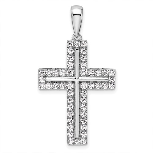 True Origin 14K White Gold 1 Carat Lab Grown Diamond VS+ F+ Complete Cross Pendant