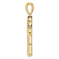 True Origin 14K Yellow Gold 1 Carat Lab Grown Diamond VS+ F+ Complete Cross Pendant view 2