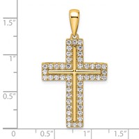 True Origin 14K Yellow Gold 1 Carat Lab Grown Diamond VS+ F+ Complete Cross Pendant view 4