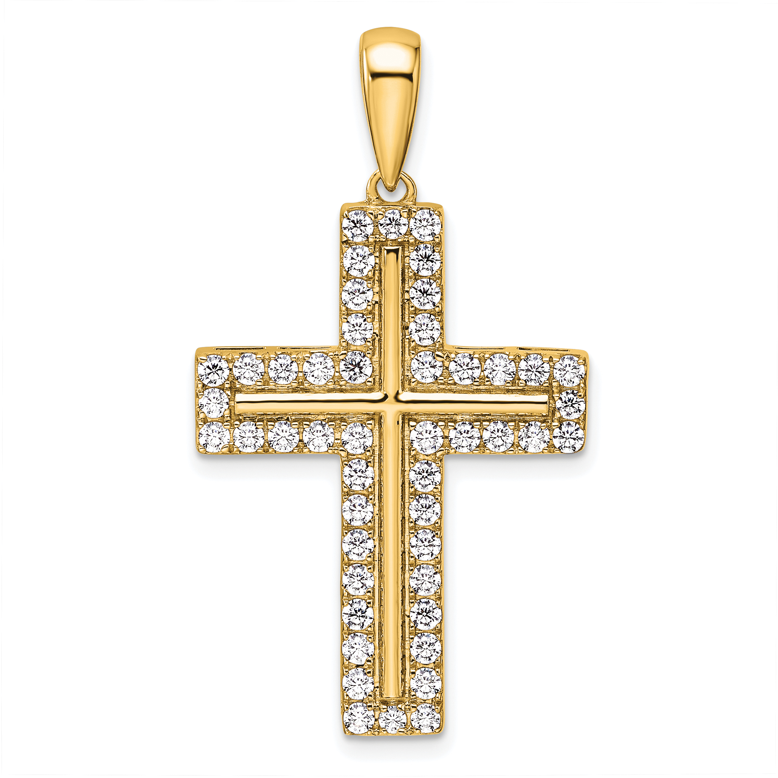 True Origin 14k 1 carat Lab Grown Diamond VS D E F Cross Pendant (PM9371-100-YLD)