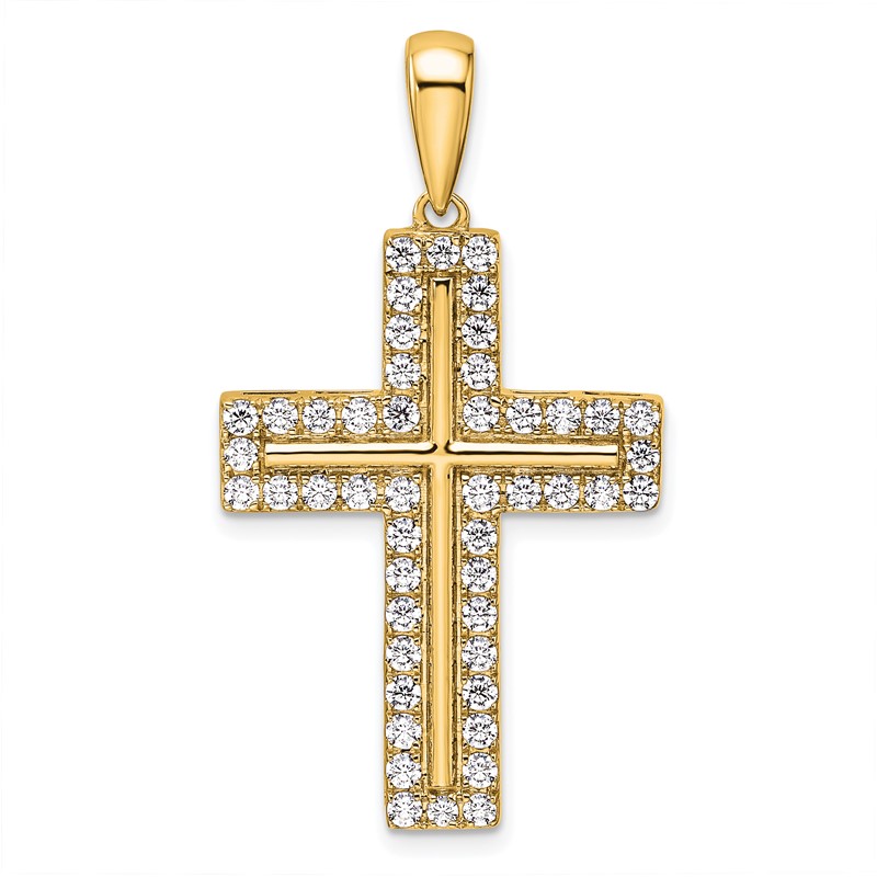 True Origin 14k 1 carat Lab Grown Diamond VS D E F Cross Pendant