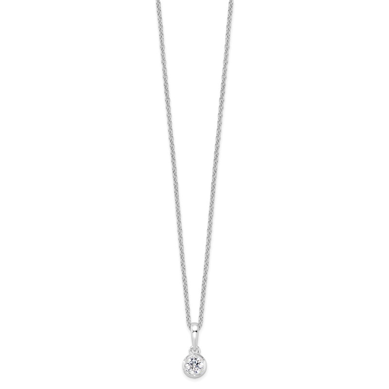 True Origin 14k White Gold 1/4 carat Lab Grown Diamond VS DEF 18 inch Solitaire Pendant Necklace