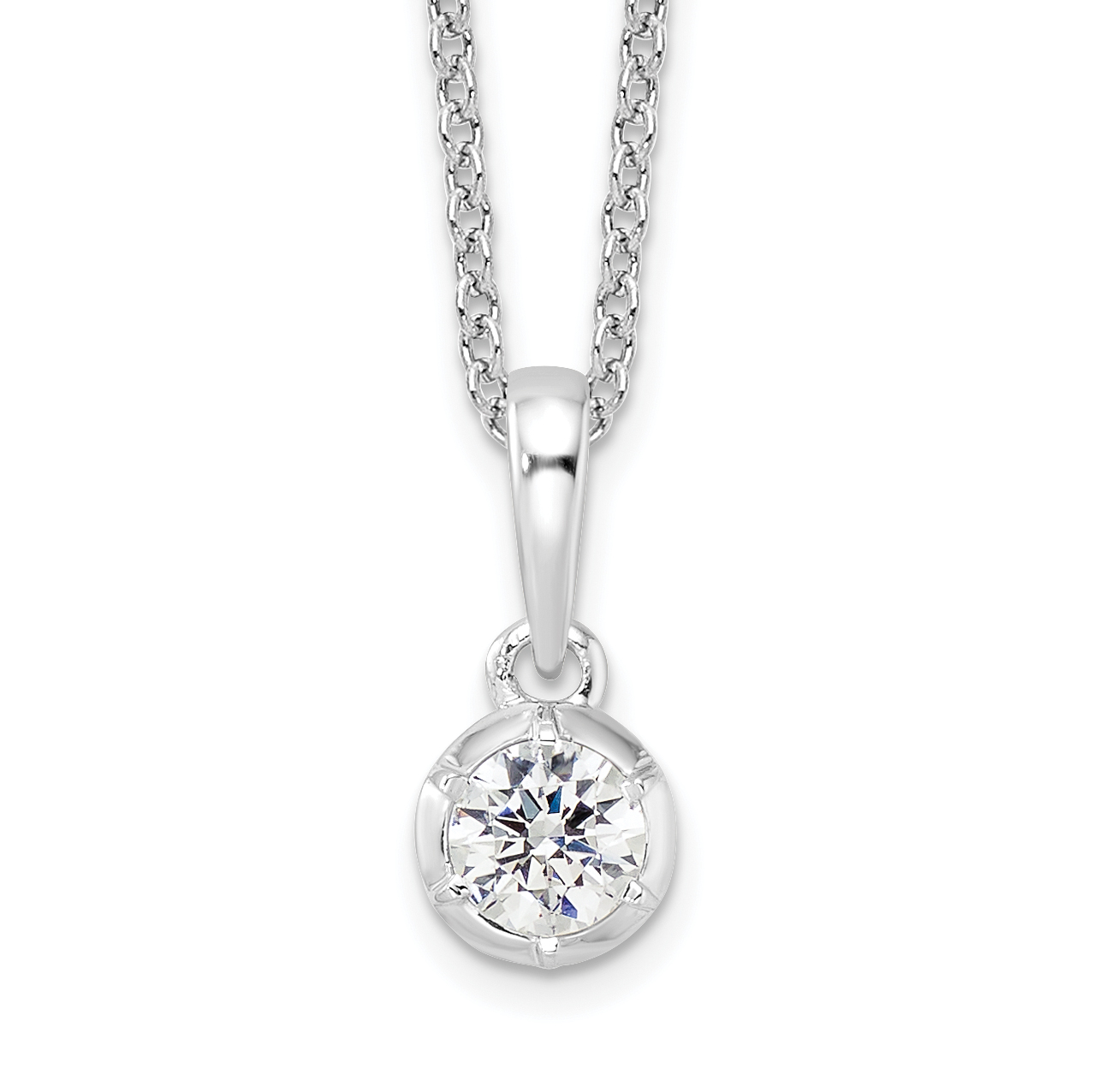 True Origin 14k White Gold 1/4 carat Lab Grown Diamond VS DEF 18 inch Solitaire Pendant Necklace (PM9380-025-WLD)