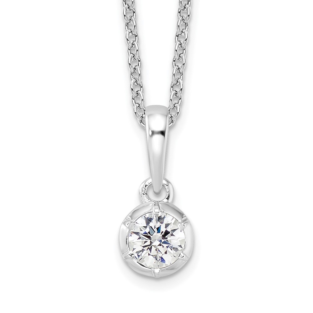 True Origin 14K White Gold 0.25 Carat Lab Grown Diamond VS+ F+ Complete Round Solitaire Necklace, 18"