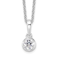 True Origin 14K White Gold 0.25 Carat Lab Grown Diamond VS+ F+ Complete Round Solitaire Necklace, 18" view 1