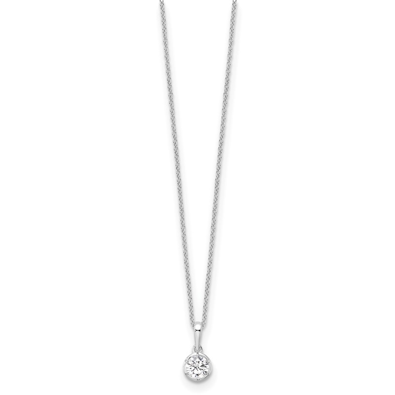 True Origin 14k White Gold 1/2 carat Lab Grown Diamond VS DEF 18 inch Solitaire Pendant Necklace