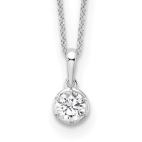 True Origin 14K White Gold 0.50 Carat Lab Grown Diamond VS+ F+ Complete Round Solitaire Necklace, 18" view 1