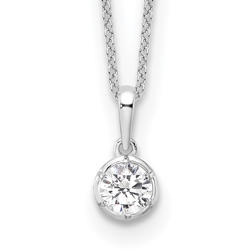True Origin 14K White Gold 0.50 Carat Lab Grown Diamond VS+ F+ Complete Round Solitaire Necklace, 18"