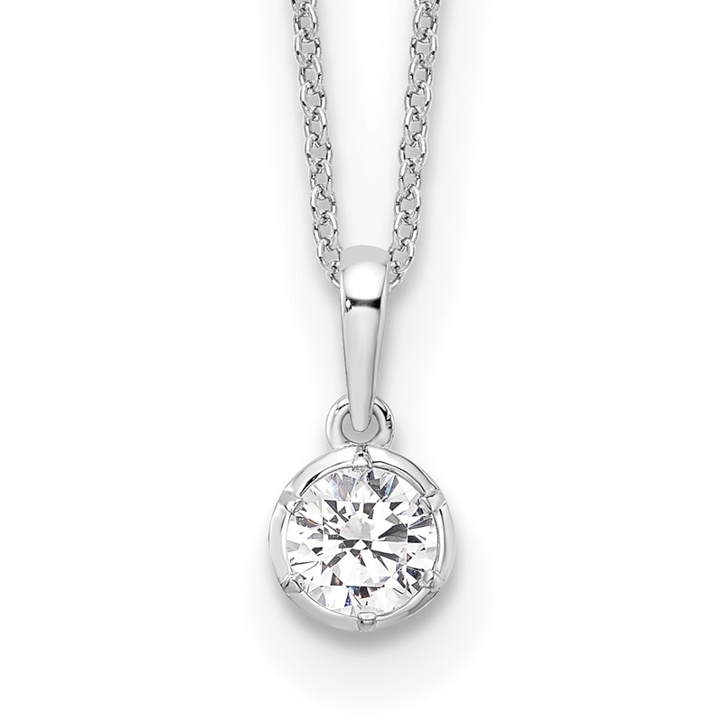 True Origin 14k White Gold 1/2 carat Lab Grown Diamond VS DEF 18 inch Solitaire Pendant Necklace