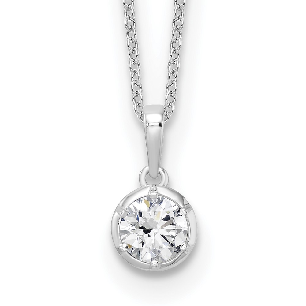 True Origin 14K White Gold 0.62 Carat Lab Grown Diamond VS+ F+ Complete Round Solitaire Necklace, 18"