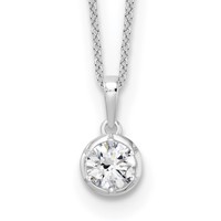 True Origin 14K White Gold 0.62 Carat Lab Grown Diamond VS+ F+ Complete Round Solitaire Necklace, 18" view 1