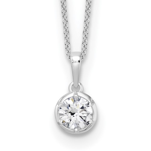 True Origin 14K White Gold 0.62 Carat Lab Grown Diamond VS+ F+ Complete Round Solitaire Necklace, 18"