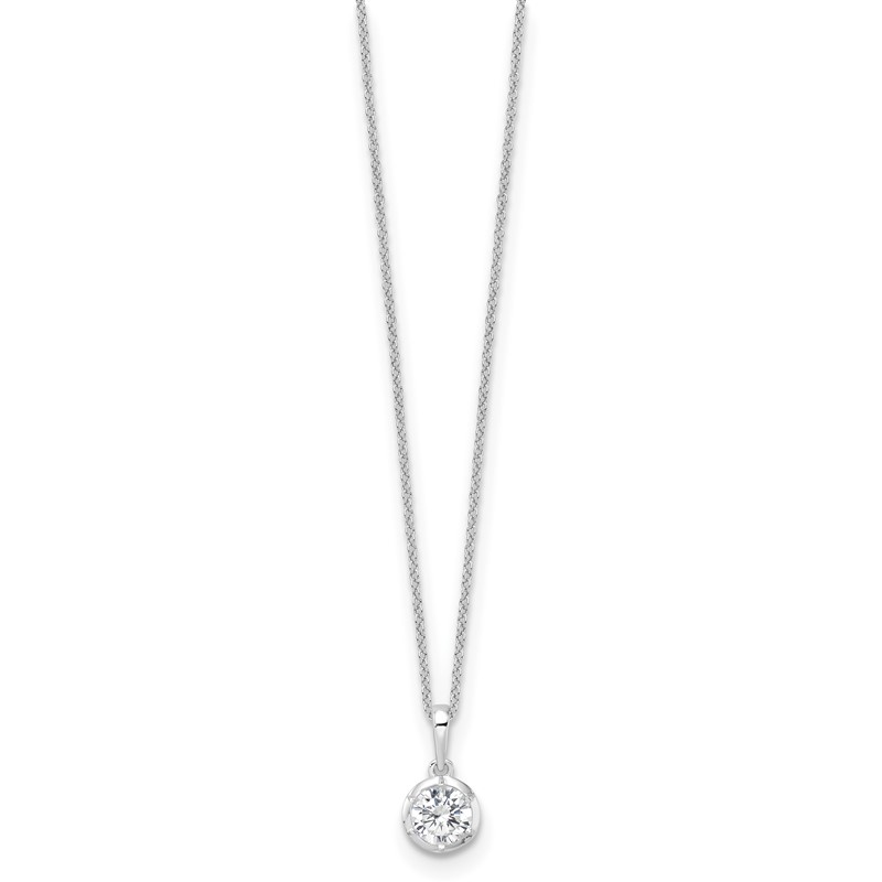 True Origin 14k White Gold 3/4 carat Lab Grown Diamond VS DEF 18 inch Solitaire Pendant Necklace