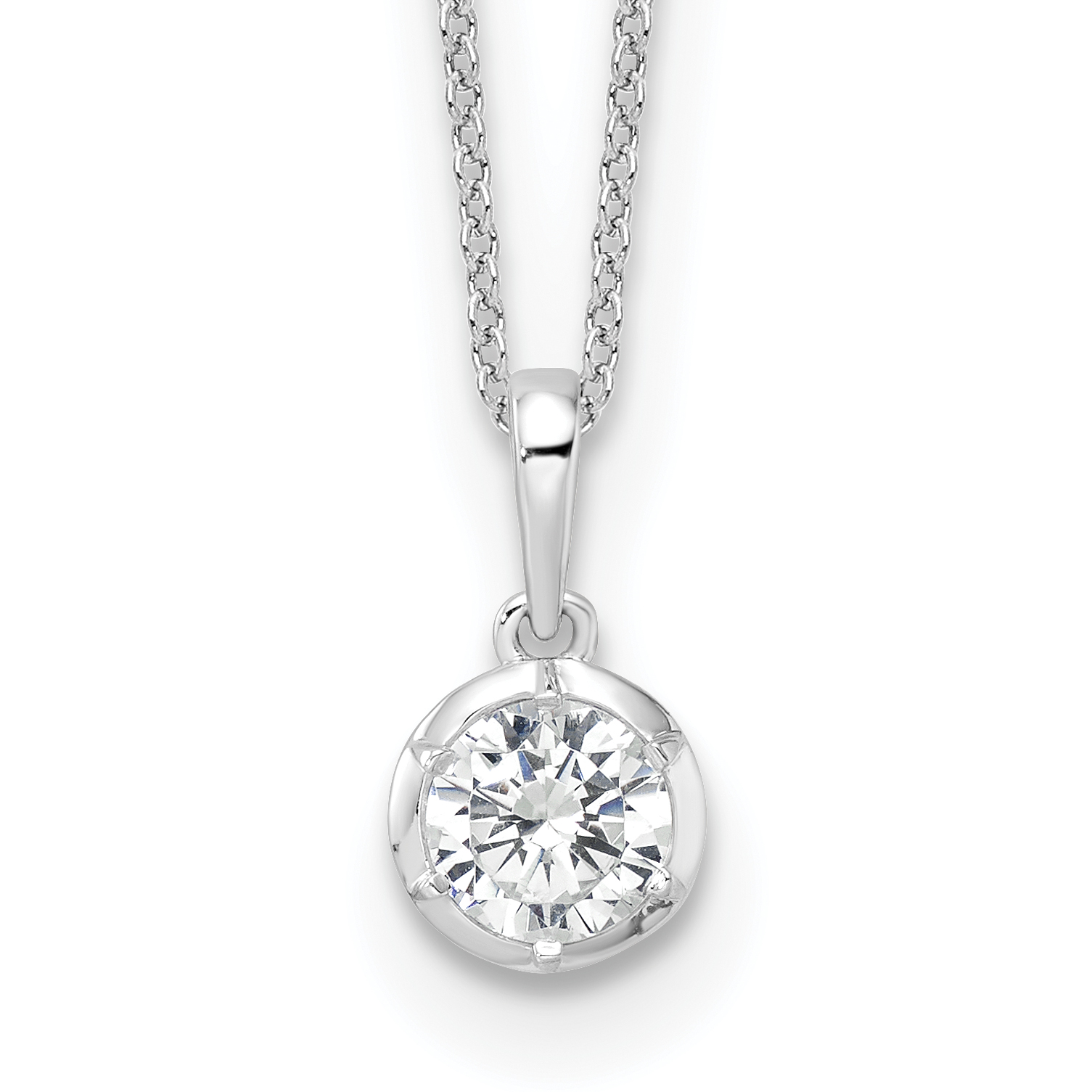 True Origin 14k White Gold 3/4 carat Lab Grown Diamond VS DEF 18 inch Solitaire Pendant Necklace (PM9380-075-WLD)