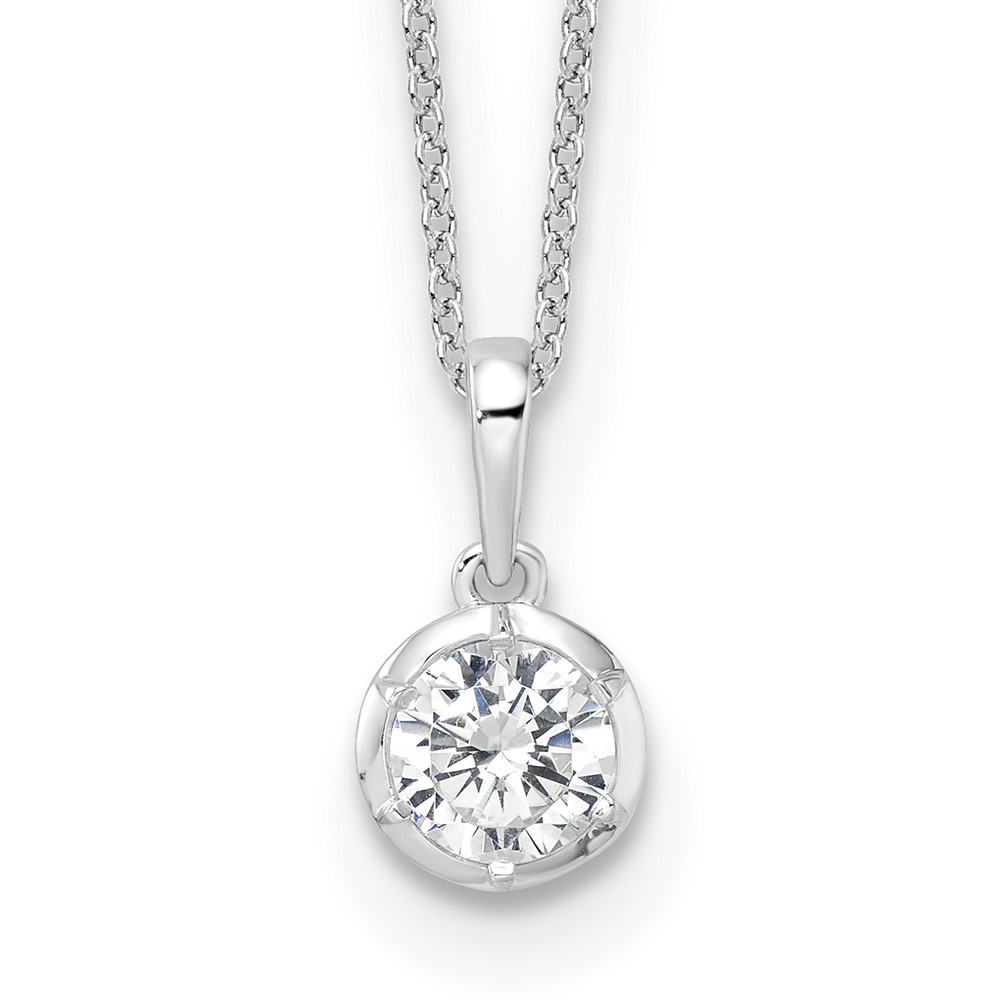 True Origin 14K White Gold 0.75 Carat Lab Grown Diamond VS+ F+ Complete Round Solitaire Necklace, 18"