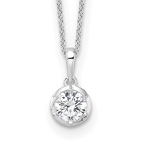 True Origin 14K White Gold 0.75 Carat Lab Grown Diamond VS+ F+ Complete Round Solitaire Necklace, 18" view 1