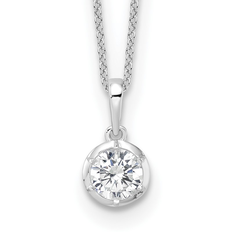 True Origin 14k White Gold 3/4 carat Lab Grown Diamond VS DEF 18 inch Solitaire Pendant Necklace