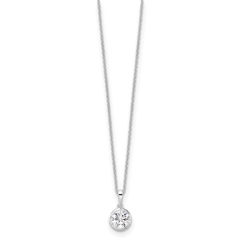 True Origin 14k White Gold 1 carat Lab Grown Diamond VS DEF 18 inch Solitaire Pendant Necklace