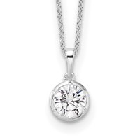 True Origin 14K White Gold 1 Carat Lab Grown Diamond VS+ F+ Complete Round Solitaire Necklace, 18" view 1