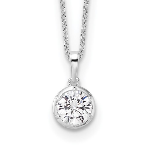 True Origin 14K White Gold 1 Carat Lab Grown Diamond VS+ F+ Complete Round Solitaire Necklace, 18"
