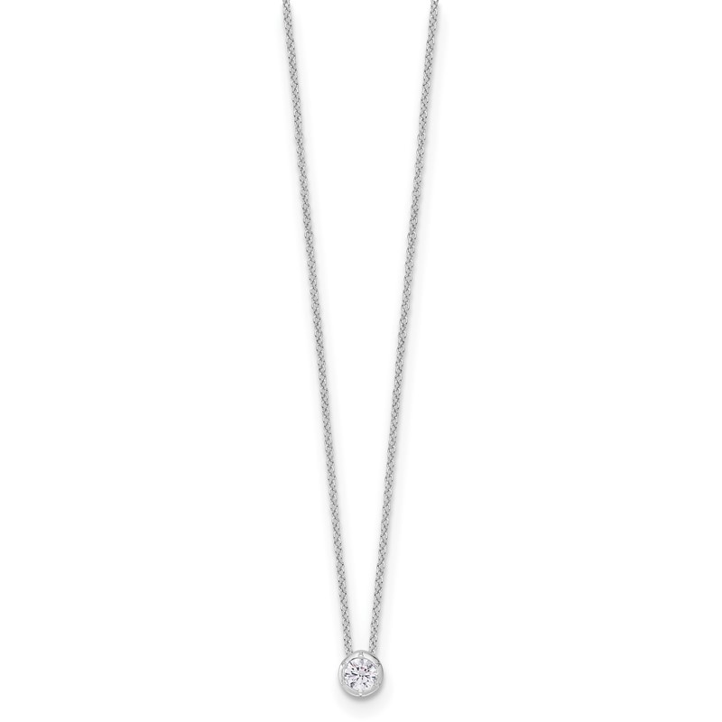 True Origin 14k White Gold 1/4 carat Lab Grown Diamond VS DEF 18 inch Solitaire Slide Necklace