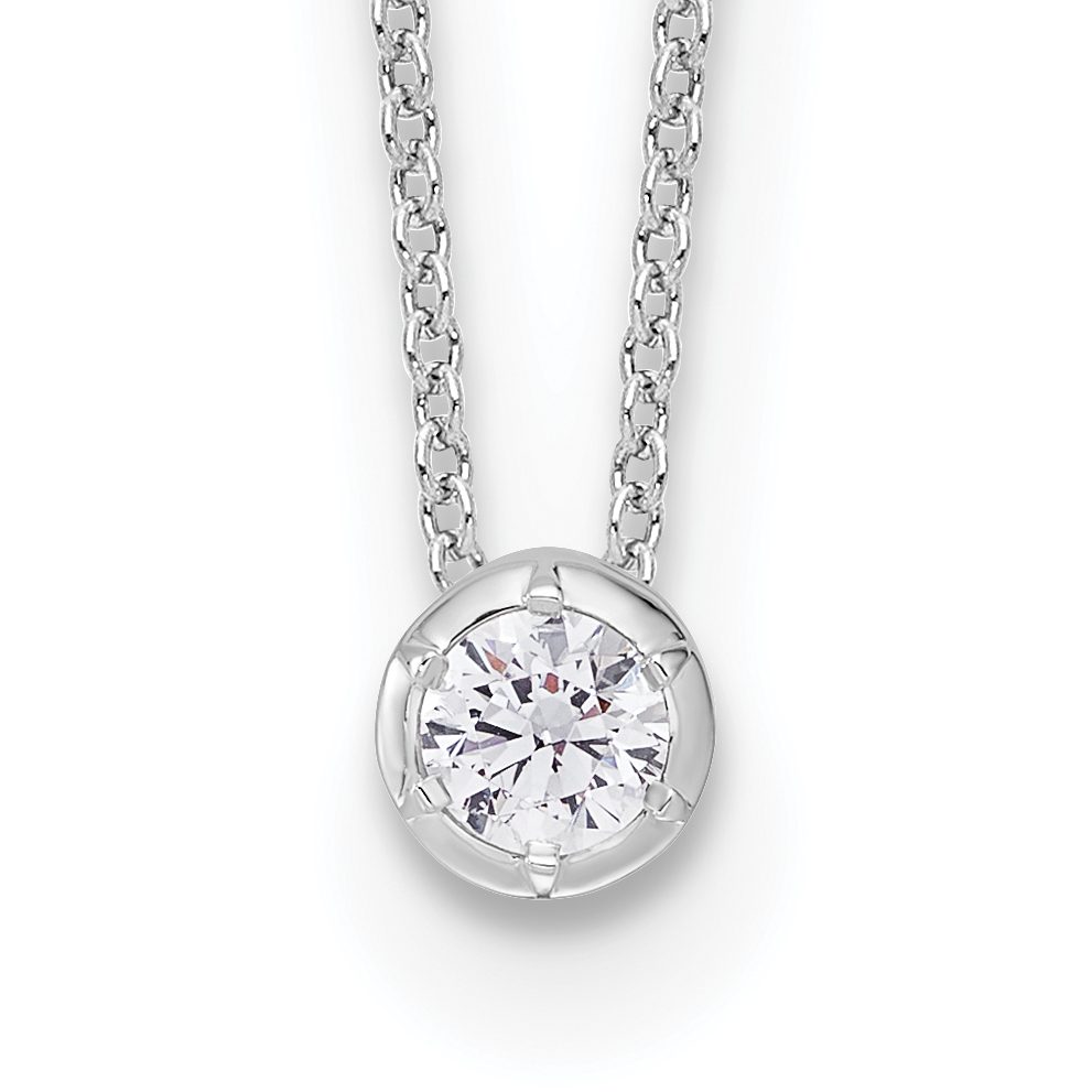 True Origin 14k White Gold 1/4 carat Lab Grown Diamond VS DEF 18 inch Solitaire Slide Necklace (PM9381-025-WLD)