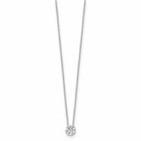 True Origin 14K White Gold 0.50 Carat Lab Grown Diamond VS+ F+ Complete Round Solitaire Necklace, 18" view 2