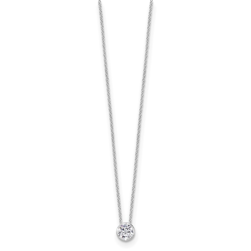 True Origin 14k White Gold 1/2 carat Lab Grown Diamond VS DEF 18 inch Solitaire Slide Necklace