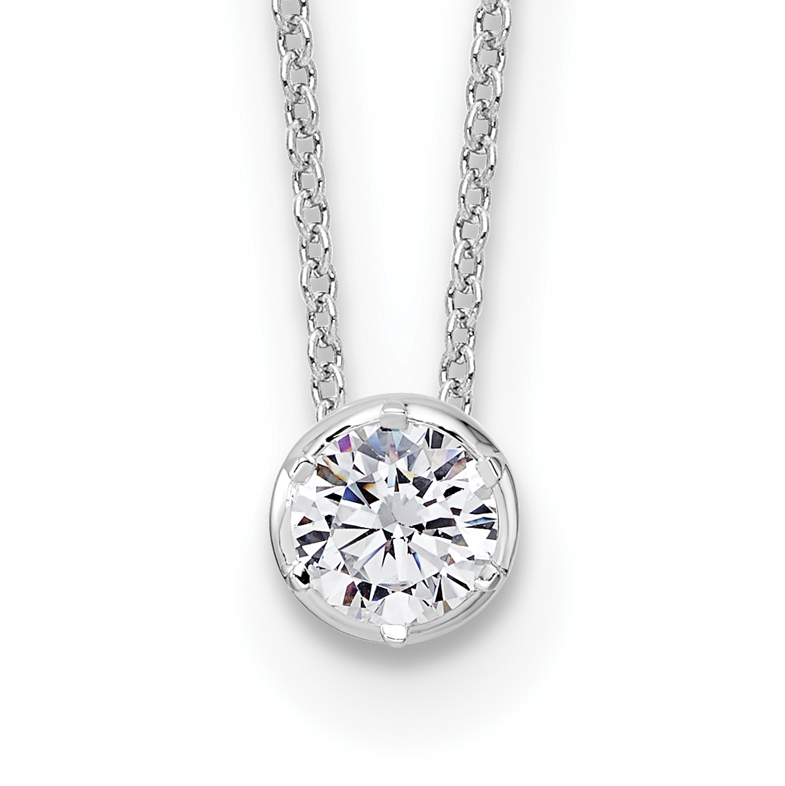 True Origin 14k White Gold 1/2 carat Lab Grown Diamond VS DEF 18 inch Solitaire Slide Necklace (PM9381-050-WLD)