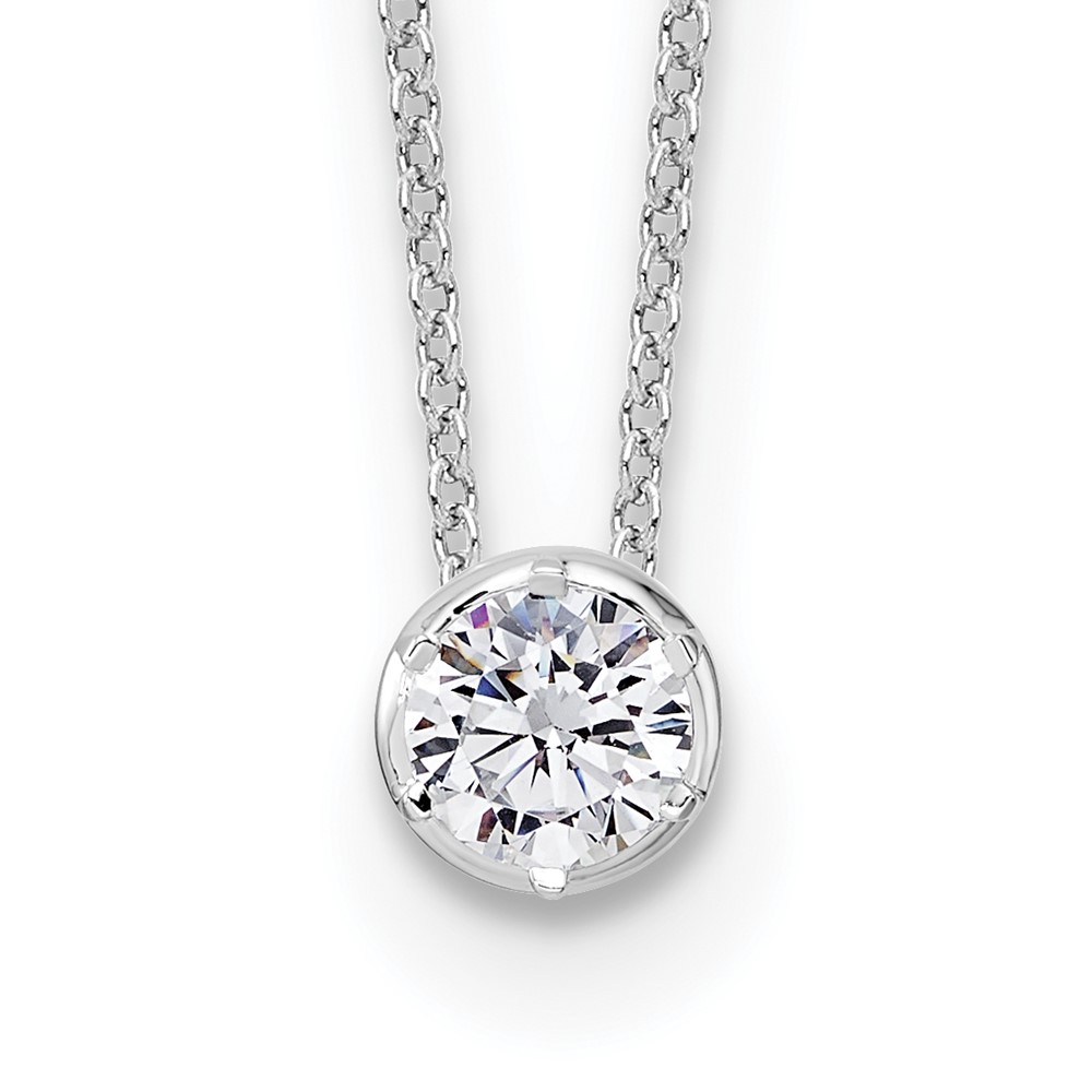 True Origin 14k White Gold 1/2 carat Lab Grown Diamond VS DEF 18 inch Solitaire Slide Necklace (PM9381-050-WLD)