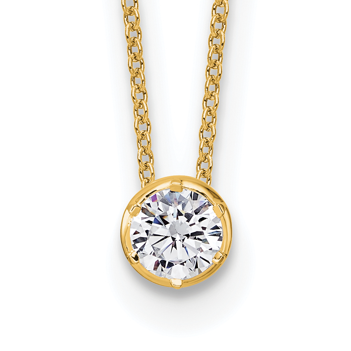 14k 1/2 carat Lab Grown Diamond VS/SI+ G+ Round Complete 18 inch Solitaire Slide Necklace (PM9381-050-YLG)