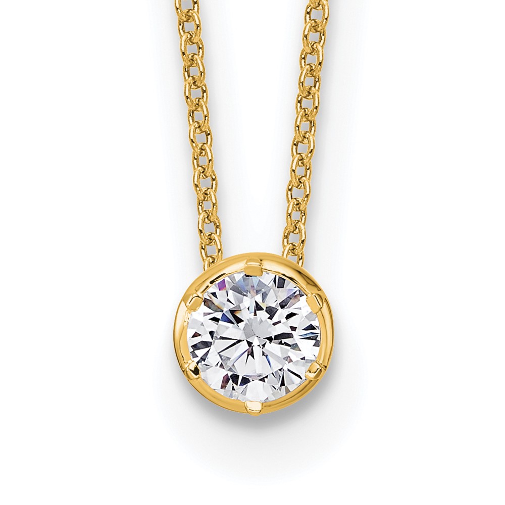 14k 1/2 carat Lab Grown Diamond VS/SI+ G+ Round Complete 18 inch Solitaire Slide Necklace (PM9381-050-YLG)